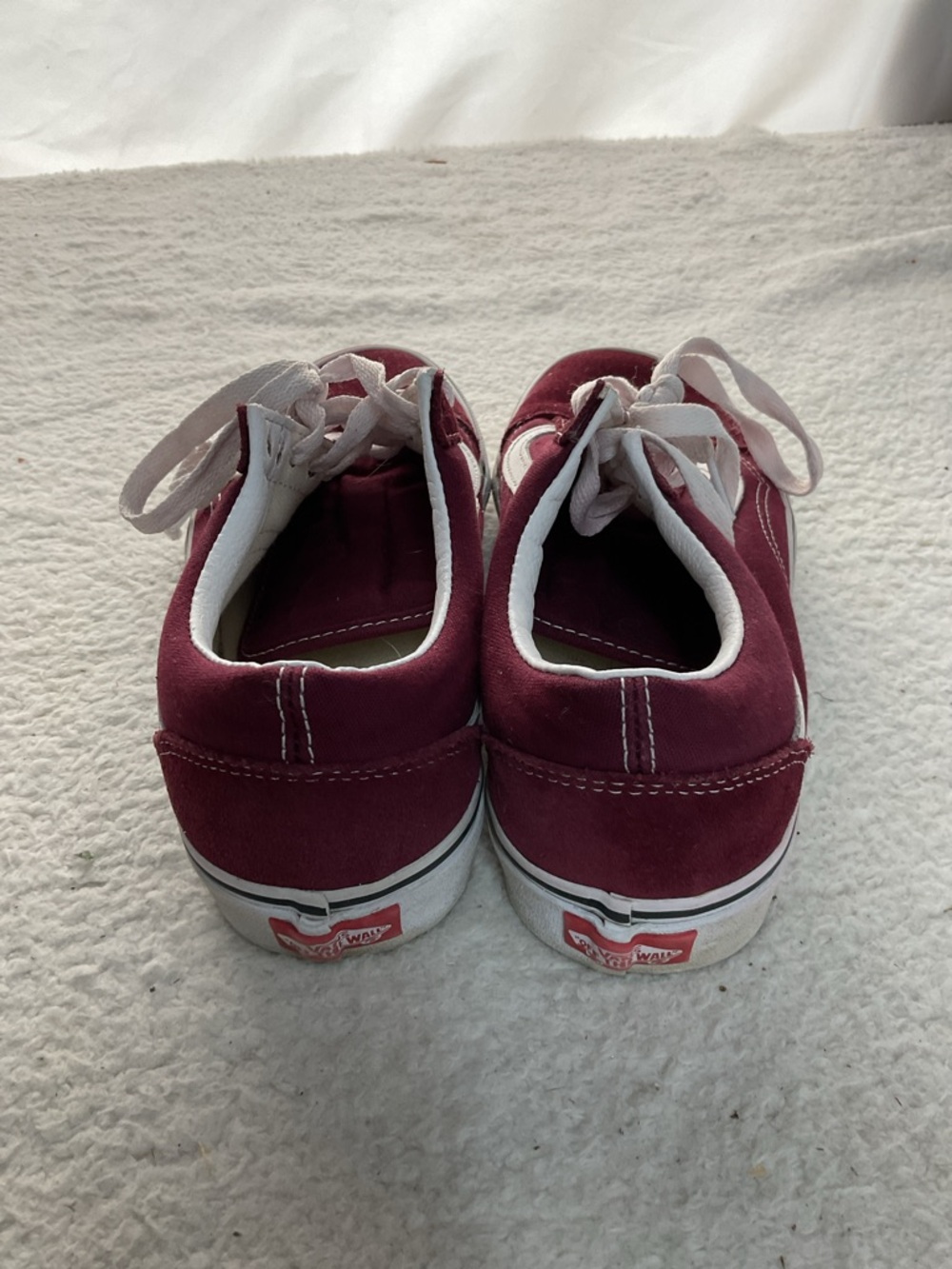 Unisex Burgundy Canvas Vans Sneakers with White Stripe - Picture 4 of 6